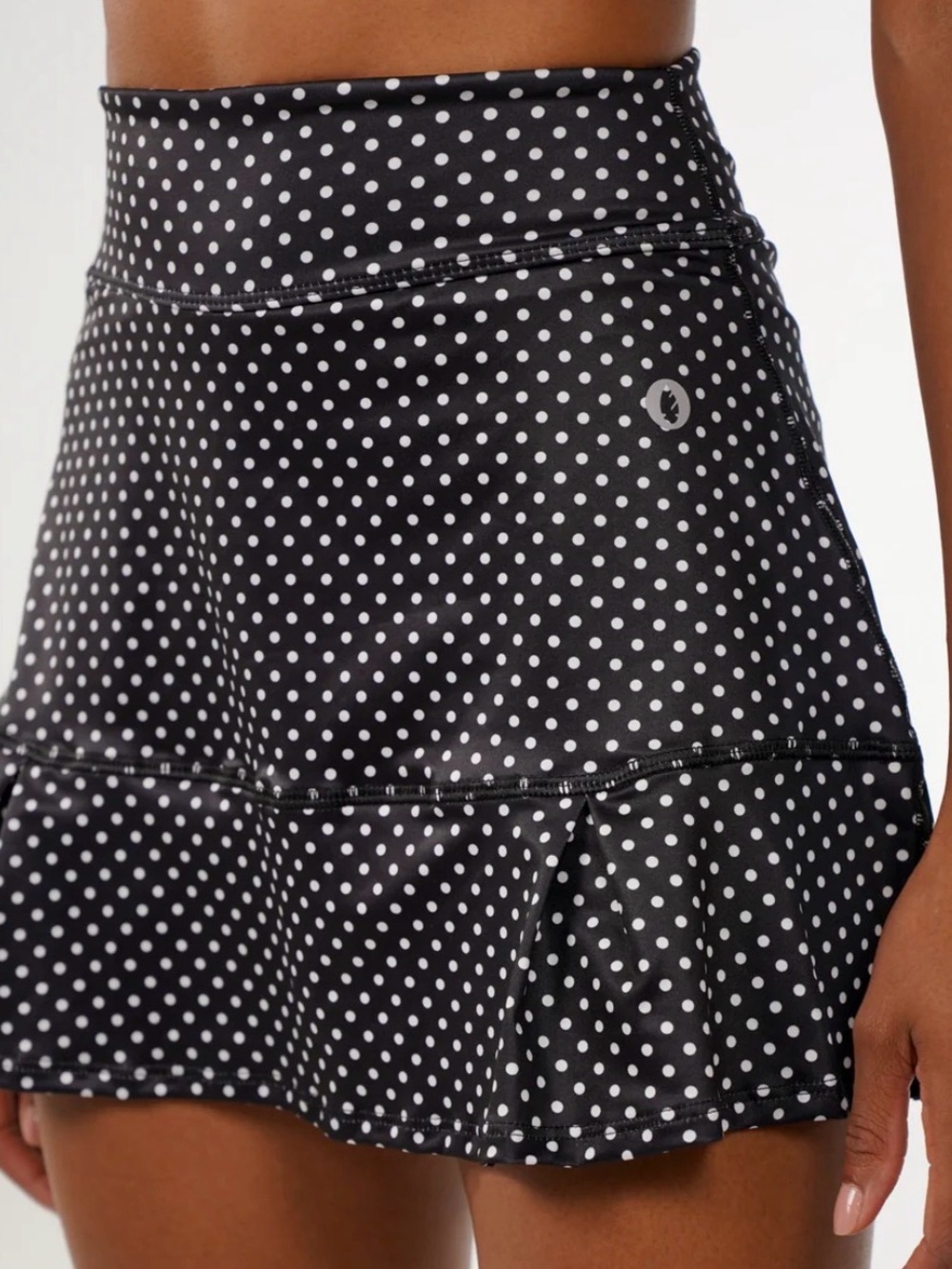 Black and White Polka Dot Mini Skirt - Flared Tiered Hem